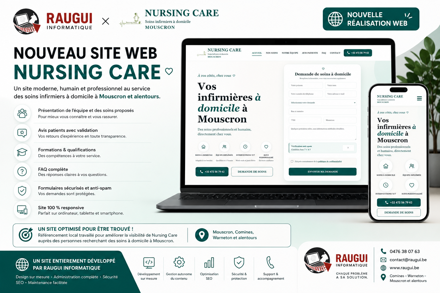 Création du nouveau site web de Nursing Care à Mouscron