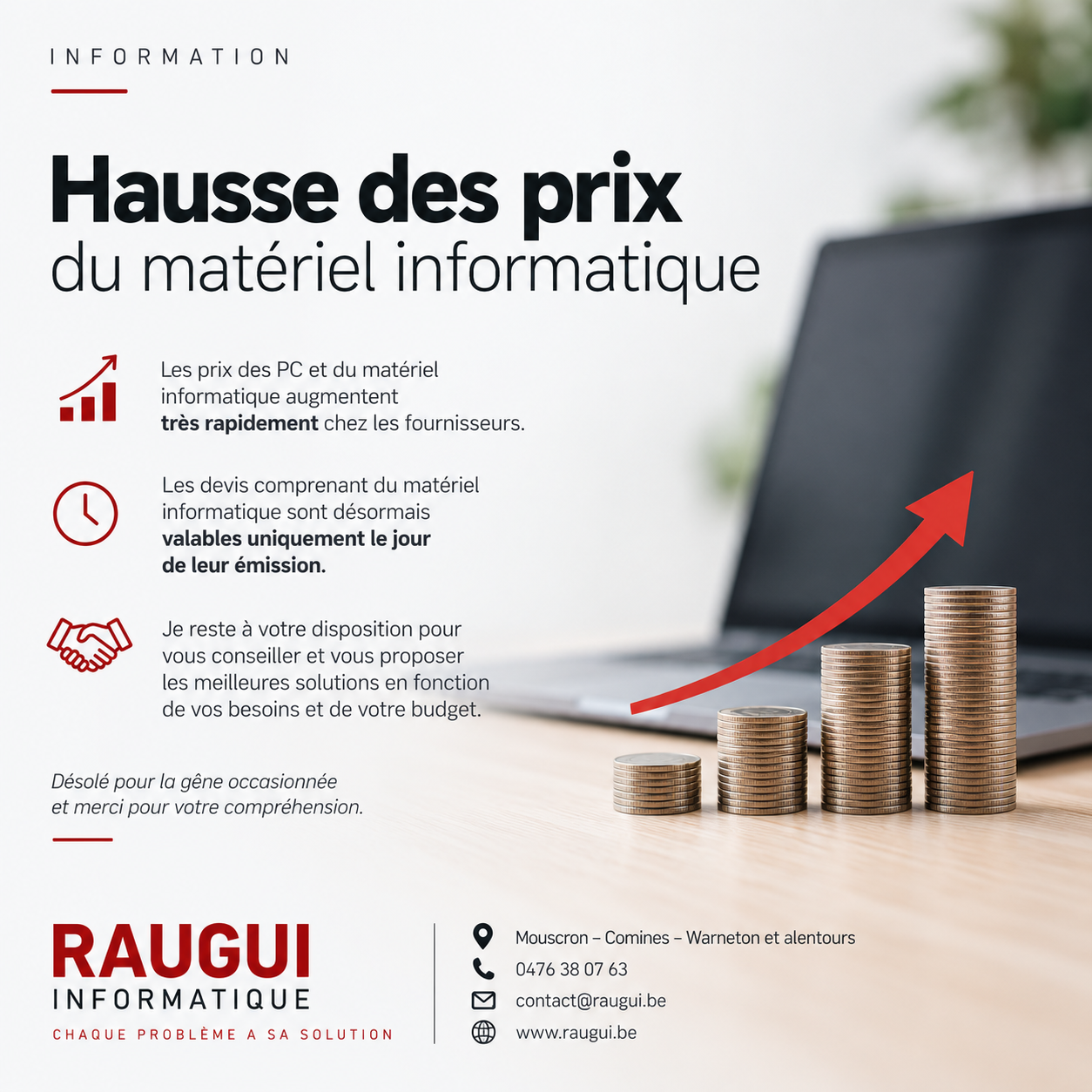 Hausse des prix du matériel informatique : pourquoi nos devis sont désormais valables un jour