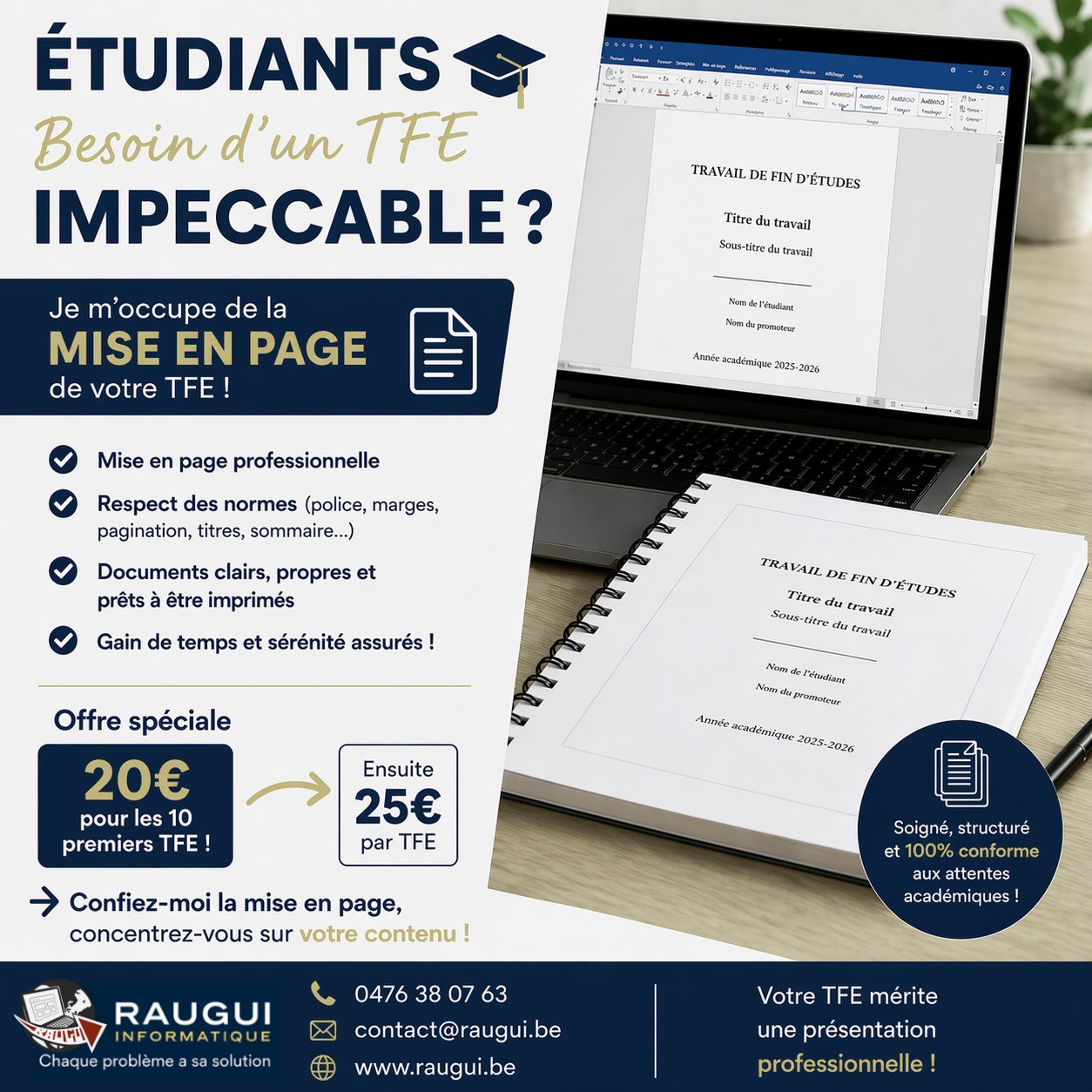Actualité – Étudiants : besoin d’un TFE impeccable ? par Raugui Informatique